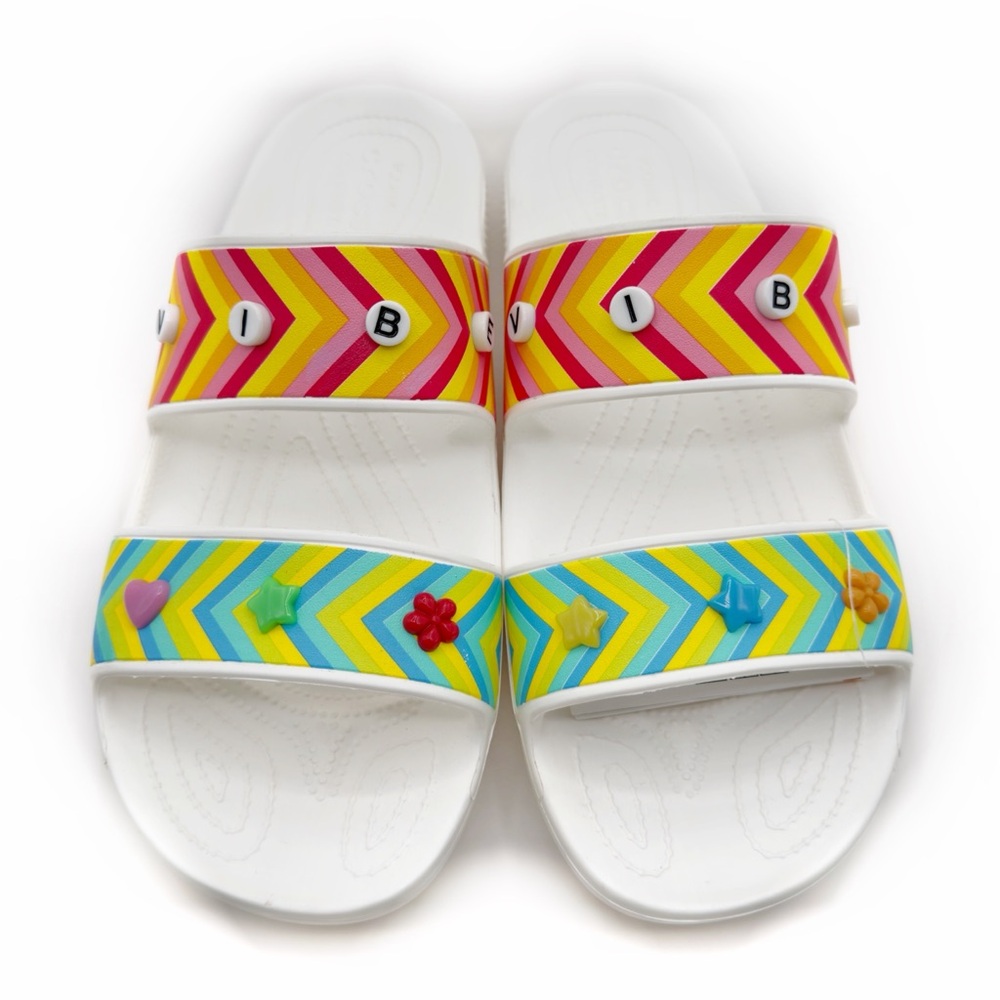 Classic Crocs Festival Vibes Sandals Mens Size 13 Shoes Colorful Jibbitz Charms